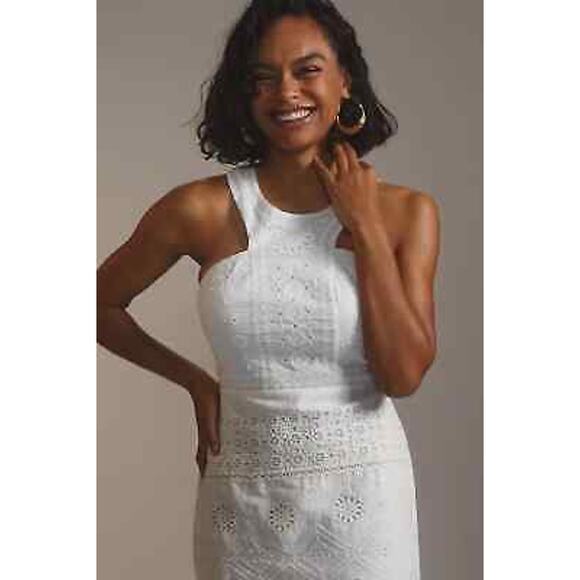 Anthropologie Maeve Eyelet Halter Dress Size 14 - Picture 2 of 7